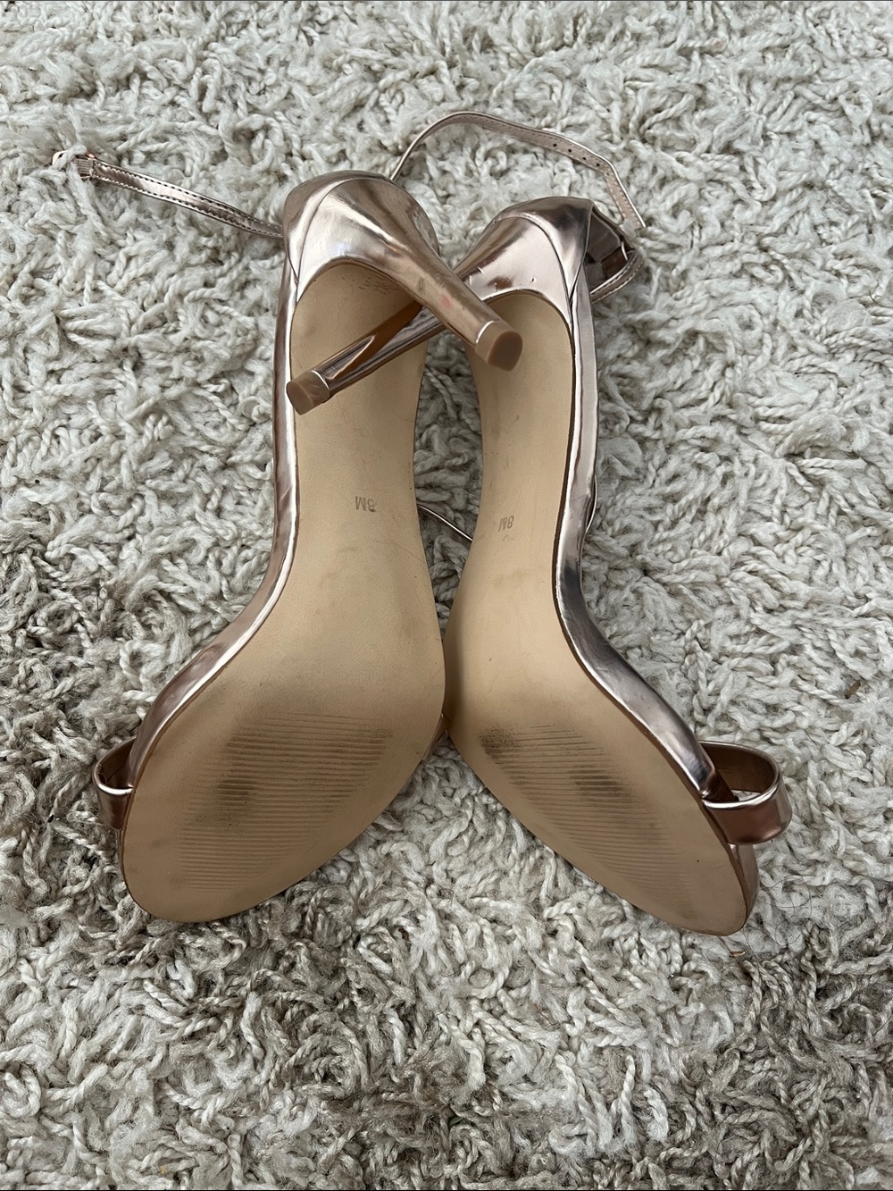 Steve Madden Rose Gold Ankle Strap Heeled Sandals - Picture 3 of 3
